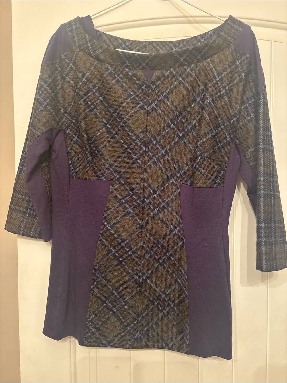 L.A.M.B. Purple Plaid Panel Tunic Top